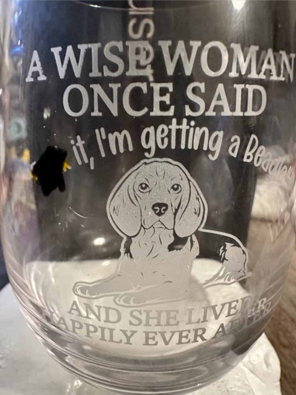 Beagle Themed Stemless Wine Glass